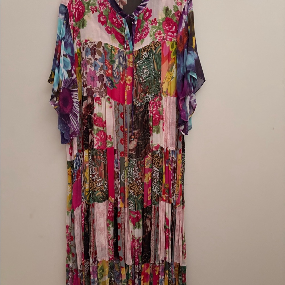 Boho Floral Patchwork Maxi Dress Top - Multicolor